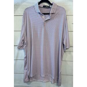 RLX Men's Performance Polo Size 2XL Pink and White Stripes